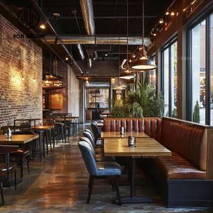 Conjunto de Muebles de Madera Modernos con Asiento de Cuero <span class=keywords><strong>para</strong></span> Bar, Cafetería, Restaurante, Banco, Mesa <span class=keywords><strong>y</strong></span> Silla - Product Image 5