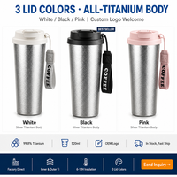 Gobelet isotherme en titane pur 520 ml avec couvercle à paille 2-en-1, tasse thermique portable en titane pour voiture, maison, bureau