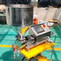 Machines de remplissage à pompe rotative pour liquides visqueux (confiture, cosmétiques, sauce tomate) avec trémie, en acier inoxydable et équipées d'un servomoteur