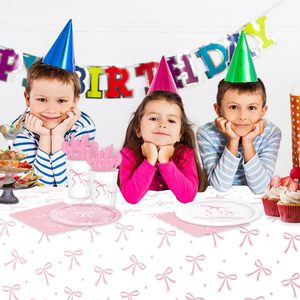 Nouvel ensemble de vaisselle jetable créatif sur le thème du nœud rose : assiettes, gobelets, serviettes – Idéal pour les baby showers et les fêtes d'anniversaire - Product Image 3