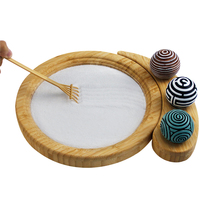 Ensemble de jardin zen de bureau personnalisé en gros avec cadre en bambou, sable, roches et accessoires décoratifs, jardin zen DIY pour la maison et le bureau