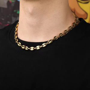 Chaîne de clavicule en acier inoxydable plaqué or véritable, style hip-hop, pour hommes et femmes, inspirée de la mode européenne et américaine - Product Image 2