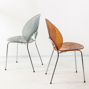 Designer Seashell Chair Transparent Amber Smoky Gray White Black <b>Backrest</b> Dining Chair For Home Hotel Cafe - Product Image 2