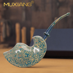 Muxiang Tobacco Pipe Bent Type Lacquered Wood Smoking Pipe With Filter Retro Style Personal Gift - Product Image 3