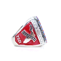 Bagues de championnat du monde unisexes en alliage plaqué or avec incrustation de coquillages et design unique en émail rouge pour le football, personnalisables