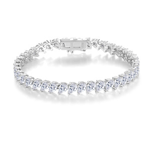 S925 silver <b>rainbow</b> tennis <b>bracelet</b> oval multicolor sapphire claw setting classic women's everyday wear - Product Image 1
