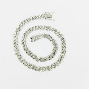 <span class=keywords><strong>Collana</strong></span> a Catena Cubana Iced Out Bling da 8mm con Diamanti CZ Completi, Gioielli da <span class=keywords><strong>Uomo</strong></span> e Donna - Product Image 4