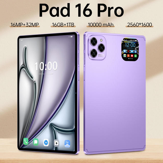Pad 16 Pro 10.1" Tablet PC with MTK Quad Core Processor Android 15 1T Memory Touch Screen Business Use WiFi & 5G