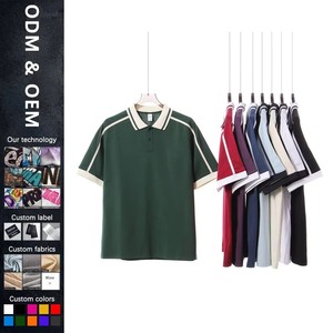 <span class=keywords><strong>Polo</strong></span> Personalizzabile Nuovo Brand Streetwear 220g 40s Color-block Stile Preppy Casual Larga a Maniche Corte da Uomo - Product Image 1