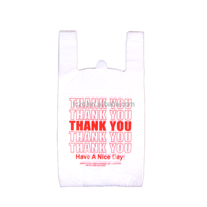 ถุงช้อปปิ้งพลาสติกแบบมีหูหิ้วสำหรับเสื้อยืด ทนทาน ขายส่ง พร้อมบริการสกรีนโลโก้ตามสั่ง สำหรับซุปเปอร์มาร์เก็ต ผลิตจากพลาสติก HDPE พิมพ์ลายซิลค์สกรีน - Product Image 2