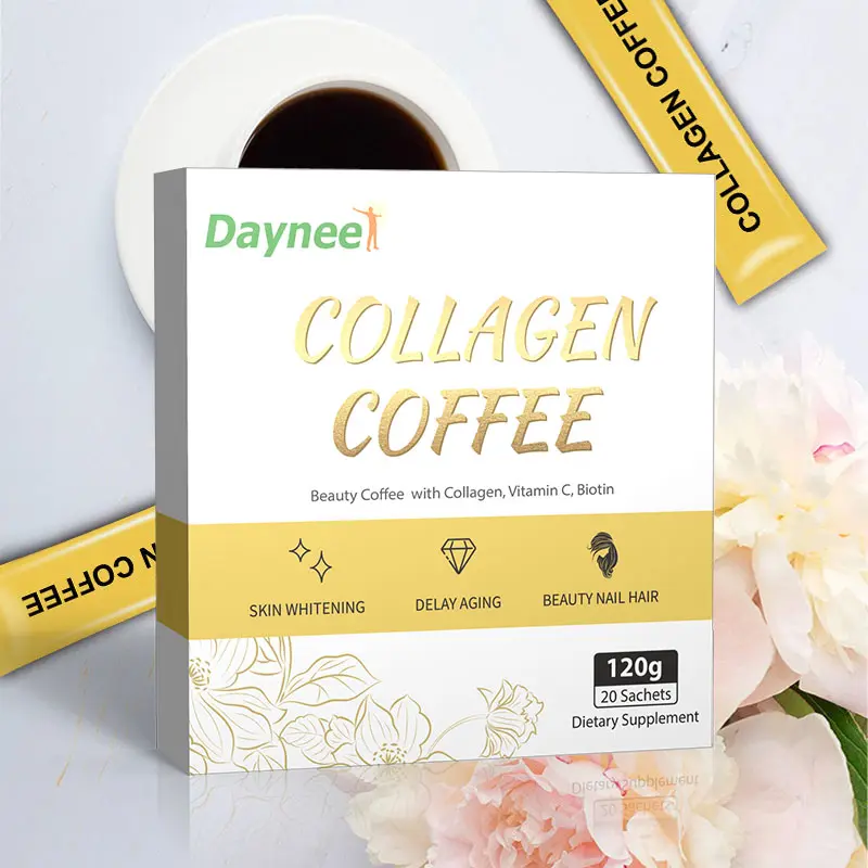 OEM Label pribadi kopi pencerah kulit minuman kecantikan makanan Anti Penuaan kopi dengan kolagen dan pemutih glutathione