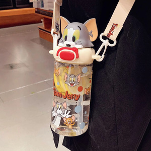Vaso Infantil de Tritán Resistente a Altas Temperaturas con Correa de Transporte para Niños y Niñas, para la Escuela y el Verano, <span class=keywords><strong>Tom</strong></span> y Jerry - Product Image 2