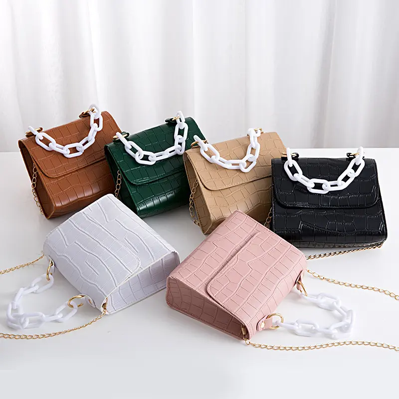 Women's handbag 2021 Plastic Handle Chain Square Bag Shoulder crossbody bag Mobile Phone Bag