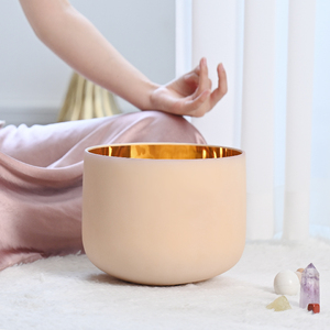 Thành Công Pha Lê Hát Bát Vàng Frosted Thạch Anh Với Khắc Kim Loại Kỹ Thuật Quà Tặng Cho Âm Thanh Thiền Thực Hành - Product Image 2