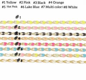 Cadena de cable Rolo multicolor al por mayor, joyería esmaltada, cadena con clip de acero inoxidable y oro de 18 quilates para la fabricación <span class=keywords><strong>permanente</strong></span> de collares - Product Image 2