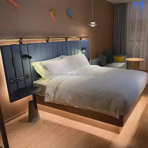 Low Cost Hotel Project Bedroom Sets Furniture Wooden Frame <b>Bed</b> With Nightstands Desk Chair Wardrobe <b>Side</b> Table <b>For</b> 3 Star Hotels - Product Image 1