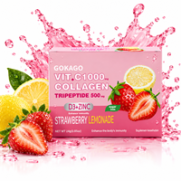 Poudre de boisson au collagène de fraise GOKAGO, emballage de détail, approvisionnement en gros pour les importateurs et distributeurs de marques de produits de santé, service OEM ODM