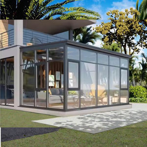 Profilé d'extrusion d'aluminium préfabriqué moderne en verre pour maison de jardin adossé à un solarium préfabriqué pour hôtels appartements à plat incliné - Product Image 4