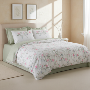 Parure de lit simple en coton vert Olina, motif floral de luxe 3D avec personnages de Noël, taille King, pour usage domestique, disponible en 4 ou 6 pièces - Product Image 3