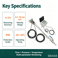 Débitmètre électromagnétique sans fil à alimentation par batterie pour installation sous pression de conduites DN80-DN8000 avec prélèvement à chaud