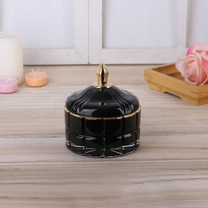 Phòng Tắm Lọ Thủy Tinh Apothecary Canister Đồ Trang Sức Đính Hộp Thực Phẩm <span class=keywords><strong>Container</strong></span> Màu Hồng Màu Xanh Đen Pha Lê Kẹo Lưu Trữ Jar Với Nắp - Product Image 5