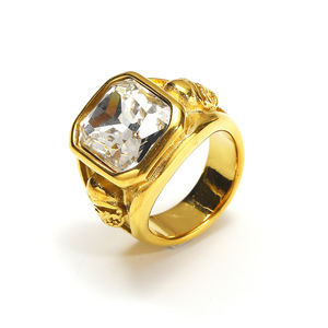Anillos de Calavera Punk Ovalados de Acero Inoxidable YYN con Baño de Oro de 18K y Cristales para Hombre, Regalo para Aniversario, Fiesta, Boda - Product Image 4