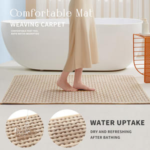 Alfombra de Baño Rectangular de Felpa Beige Absorbente Antideslizante de Secado Rápido con Diseño Minimalista - Product Image 4