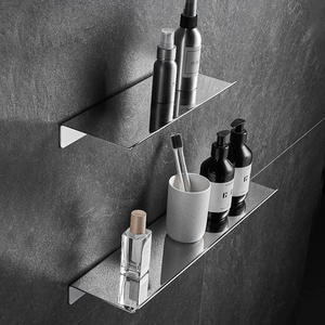 Porte-serviettes mural moderne en acier inoxydable 304, étanche, pour salle de bain, avec étagère de rangement d'angle sans perçage - Product Image 4