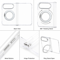 Casing Ponsel Berbahan Metal dengan Desain Baru, Dilengkapi Ring Magnetik Putar 360 Derajat, Bumper TPU, Penyangga PC, Tahan Banting, dan Dapat Dilipat untuk Iphone Duo