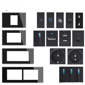 Venta caliente de fábrica, interruptores y enchufes de pared de Panel de vidrio templado, precio al por mayor, interruptor de luz de teclas de Piano - Product Image 2