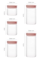 Pot de conservation en verre avec couvercle en silicone rose, récipient hermétique pour miel, épices, fruits secs, conteneur de cuisine