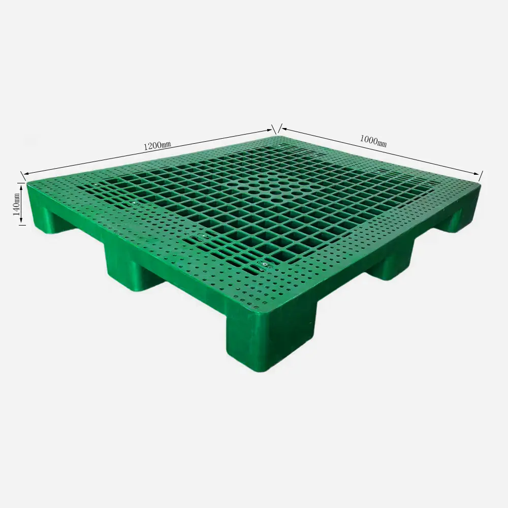 1200X1000 mm Green Color Nestable Plastic Pallet for Warehouse Storage