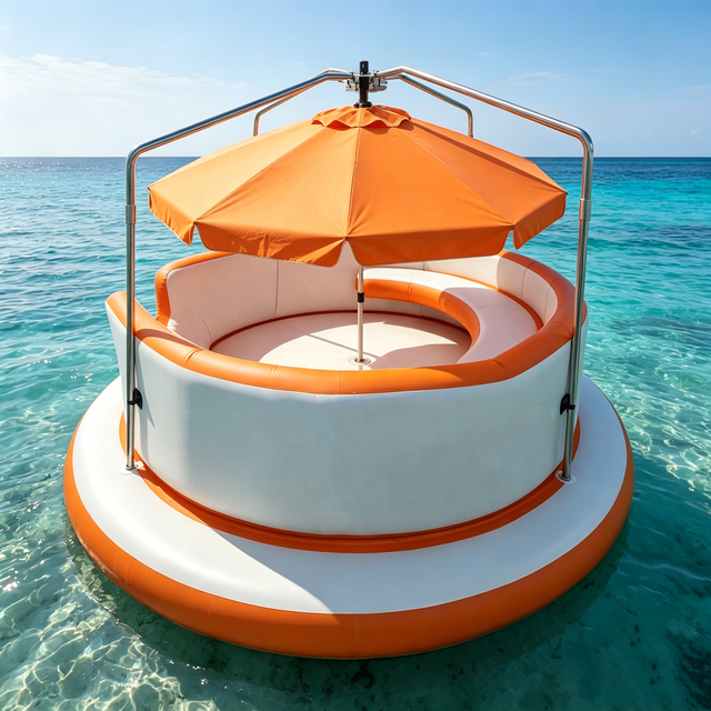 Cheap Price Drop Stitch Floating Donut Grill Boat Water Games BBQ Rolling Donut Boat for Corporate Team Building Business Event