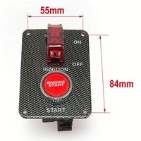 Panneau de commande d'allumage de course en fibre de carbone, interrupteur simple 12V avec LED rouge pour démarrage moteur de voiture de course