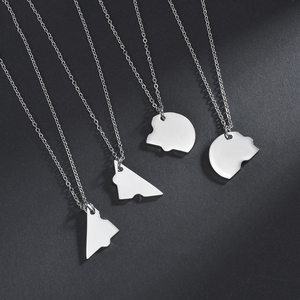 Chaîne ajustable en plaqué or 18 carats avec pendentif en forme de 4 cœurs en forme de puzzle Bestfriend Diy Name Necklace Bijoux en acier inoxydable - Product Image 6