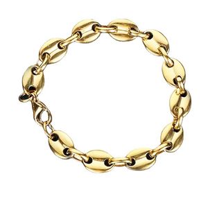 <span class=keywords><strong>Parure</strong></span> Bijoux Collier et Bracelet Chaîne <span class=keywords><strong>Grain</strong></span> <span class=keywords><strong>de</strong></span> <span class=keywords><strong>Café</strong></span> en Acier Inoxydable Plaqué Or 18K Style Hip Hop, Vente en Gros pour Hommes et Femmes - Product Image 6