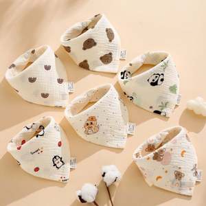Newborn Cotton Saliva Towel Bandana Burp Cloth Christmas Gifts Feeding Drool Bib <b>Muslin</b> <b>Baby</b> Bibs Headband Set - Product Image 6