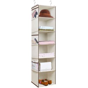 <b>Shelves</b> Hanging Organizer 6-<b>Shelf</b> Collapsible Hanging Closet Organizer with 6 Side Pockets Closet Hanging <b>Shelves</b> - Product Image 1