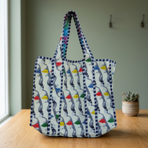 Bolso Tote de Algodón Acolchado con Estampado de Puntos Divertidos y Cremallera Superior, Tamaño Grande, Asa para Hombro, Ideal para Compras - Product Image 2