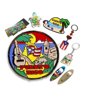 圣胡安城市魅力纪念品套装波多黎各钥匙圈徽章沙滩海龟青蛙冰箱磁铁波多黎各旅游礼品
