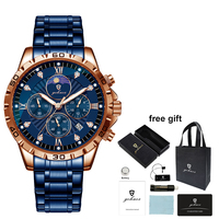 Montres Gohuos 9809 de luxe classiques en acier inoxydable, montres à quartz originales pour hommes, Reloj Montre, étanches, aiguilles lumineuses, montres-bracelets