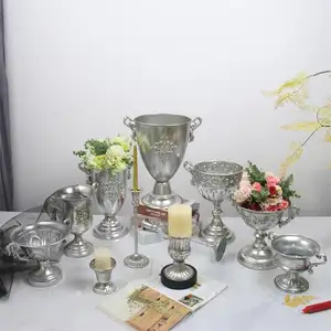 Vaso fiore matrimonio vintage europeo in ghisa manico in ghisa vaso fiore utensile fiore oro/argento