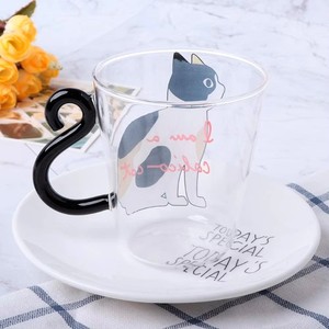 Tazza da Caffè in Vetro con Manico a Coda di <span class=keywords><strong>Gatto</strong></span>, Design Europeo GB, Non Invertibile, Personalizzabile all'Ingrosso - Product Image 3
