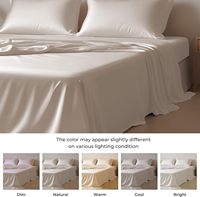 Ensemble de literie Queen Cooling Silk Touch 4 pièces, drap-housse, drap plat, taies d'oreiller, étiquette personnalisée, fournitures hôtelières