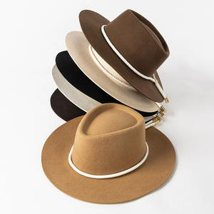 Prêt à expédier <span class=keywords><strong>chapeau</strong></span> Fedora à large bord en feutre de laine noir 100% pour femmes chapeaux de robe <span class=keywords><strong>Borsalino</strong></span> avec corde pour le style de caractère de fête - Product Image 5