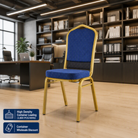 Chaise empilable dorée pour banquet d'hôtel, structure métallique, siège rembourré, chaise pour événements de mariage, chaise de conférence, chaise de fête, directement de l'usine