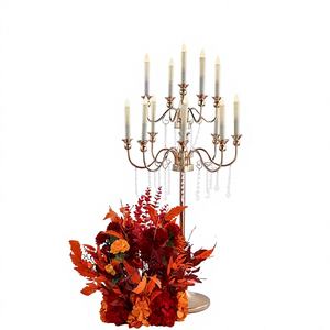 Promesse bougeoir cristal gland pendentif luxe Vintage chandelier métal doré bougeoir - Product Image 1