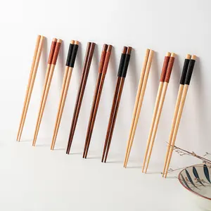 2023 New Hot Selling Reusable Craft Bamboo chopsticks classic Japanese Handmade Chopstick with multicolor thread lines on top