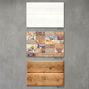 Carreaux de parquet en bois poli miroir brillant 300x450mm Beige Marron Jaune Gris Carreaux de sol en porcelaine effet bois - Product Image 1