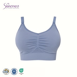 OEM Custom Women's Seamless Nursing <b>Bra</b> Full Cup Wire Free Lace Trim Beige Everyday Wear All Seasons - Product Image 2